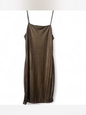 Black Midi Dress with Spaghetti Straps with metallic gold Size S